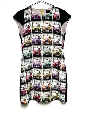 Rare Ted Baker Nula 25th Anniversary London Taxi Cab Print Dress Sz S